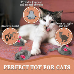 SunGrow Squeaky Plush Mice close-up with electronic squeak feature