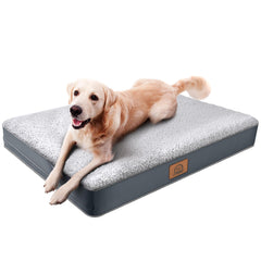 Sunheir extra-large orthopedic dog bed grey top view showcases plush surface for big dogs