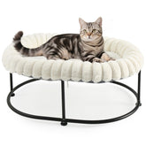 Sunhoo Elevated Cat Bed side view with elevated perch keeps pets away from floor dust.