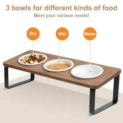 Sunhoo elevated feeding station keeps bowls off the floor and tidy.