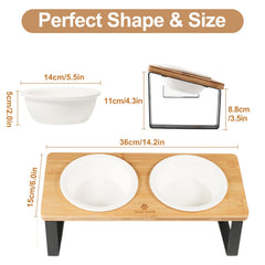 Sunhoo wooden stand with metal legs offers a sturdy, easy-to-clean feeding setup.
