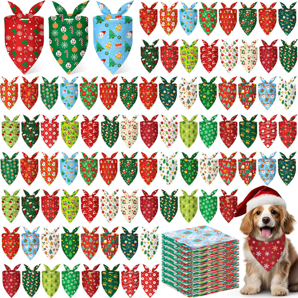 Sunnymove 240pcs Christmas dog bandana pack with Santa pattern for festive styling