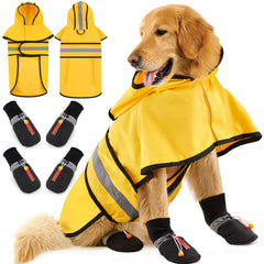 Sunnymove dog raincoat yellow front view for breathable waterproof coverage