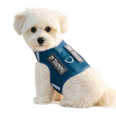 Sunraymascota dog harness in Prussian Blue full view for puppies demonstrating fit