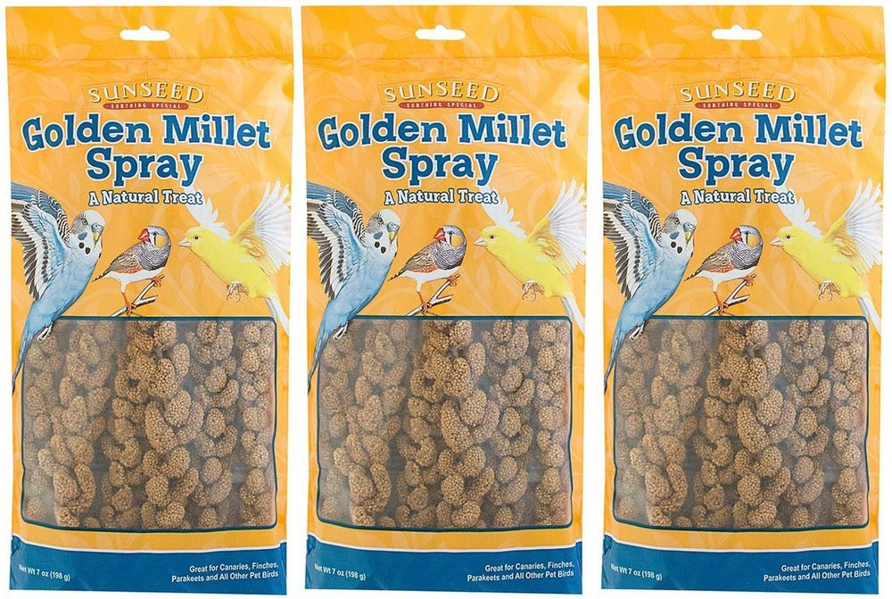 Sunseed Millet Spray Treats (3-pack) for small birds; enrichment and low-fat snack.