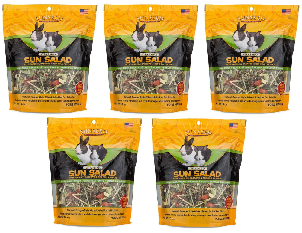 Sunseed Sun Salad rabbit treats pack highlighting garden veggie blend for enrichment