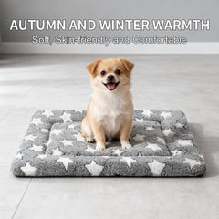SUNSHE dog bed mat in crate—easy upgrade to a comfy kennel space.