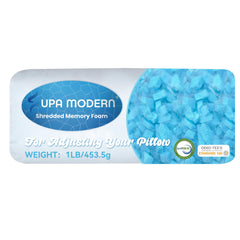 Supa Modern shredded memory foam filling pack shows customizable head support.
