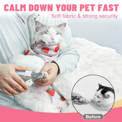 Supet cat grooming hammock self-adhesive wrap demonstrates secure hands-free grooming.