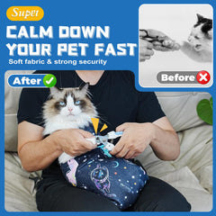 Supet groom wrap shows soft plush material for cat comfort during grooming