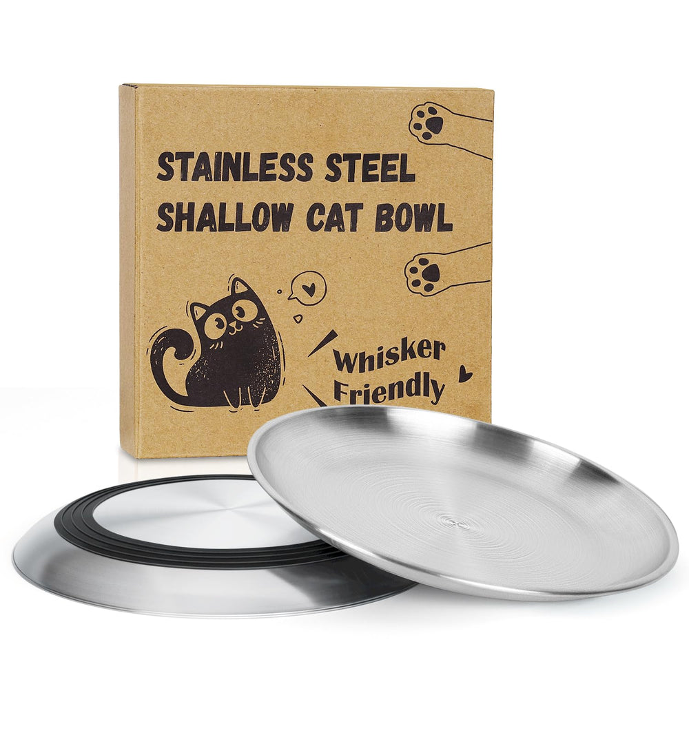 Supet cat plates 2-pack with non-slip bases stabilize feeding on any floor.
