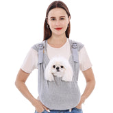 Supet dog carrier sling shows sturdy shoulder straps for comfortable, balanced carrying.