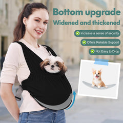 Supet sling base-support feature cradles pet securely against the chest
