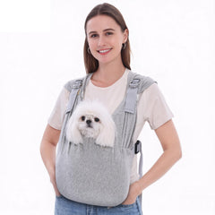 Supet dog sling grey XS overview shows compact design for small dogs during daily errands.