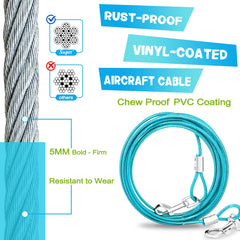 Supet dog tie out 360-degree swivel ring prevents tangles during outdoor adventures