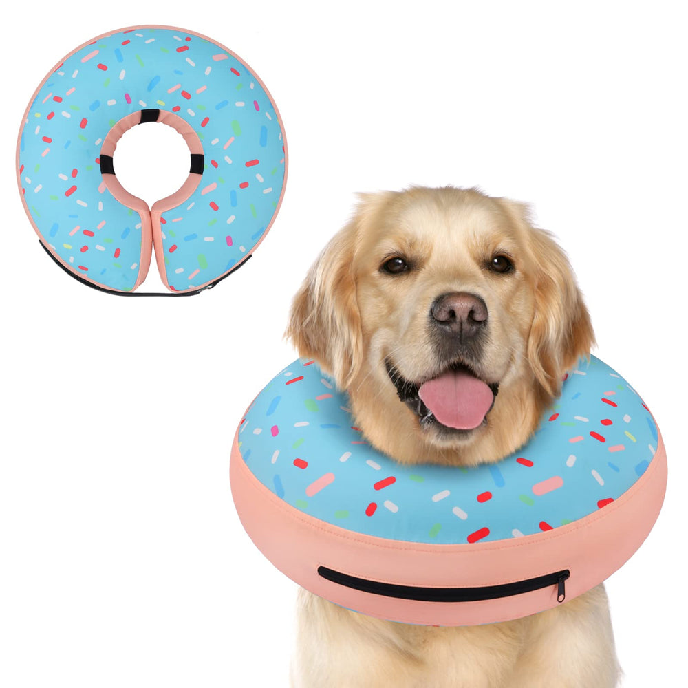 Supet inflatable dog cone collar side view showing scratch resistance
