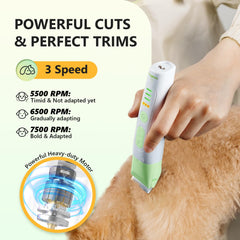 SUPRENT dog grooming kit detachable heads for easy cleaning between trims.