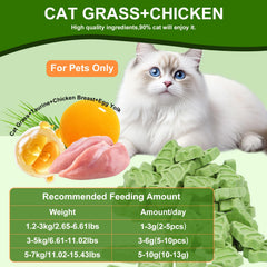 SuPruida freeze-dried grass pieces provide crunchy texture for cats' enjoyment.