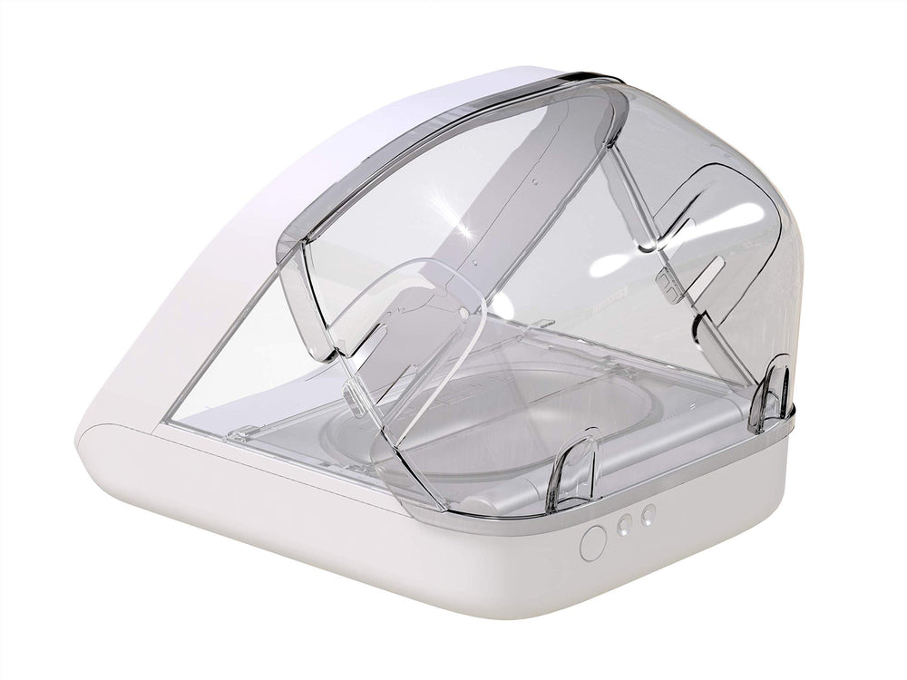 SureFlap SureFeed rear cover clips onto the feeder to help prevent rear-edge access when the lid is open.