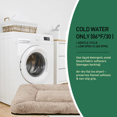 SUVAMJAM Washable Dog Crate Bed Mat cream rubber backing prevents slipping on wood floors.