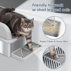Suzzipaws metal litter pan with overlap design to stop urine leaks.