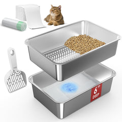Suzzipaws stainless steel litter box open-top view for easy access and durability