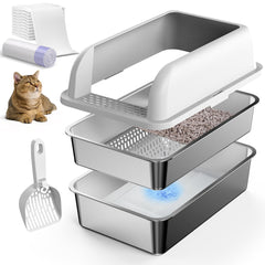Suzzipaws stainless steel litter box with lid provides closed odor control
