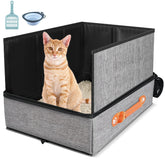 Suzzipaws travel litter box with lid showing containment for cleaner trips