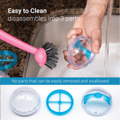 SVD.PET dog treat ball blue close-up emphasizes durable construction.