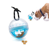 SVD.PET dog treat ball blue front view, a durable enrichment toy for curiosity-driven play.