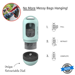 SVD.PET dog poop bag dispenser with retractable dial for tidy refills on walks.