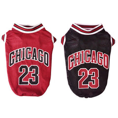 SVVOOD dog basketball jersey red-black front view, breathable cotton for comfy summer wear.