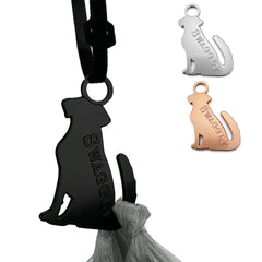 Swaggly cute dog poop bag holder in Labrador Black with secure Velcro strap for leash.
