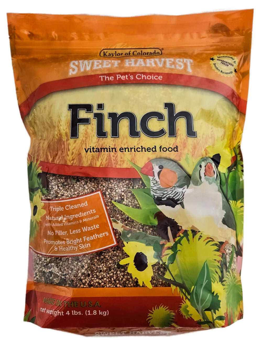 Sweet Harvest Finch Food 4lb bag seed mix ready for backyard feeding