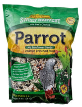 Sweet Harvest parrot food bag front view with sunflower-free seed mix