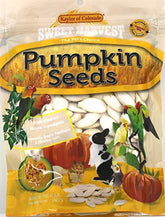 Sweet Harvest pumpkin seeds 5oz bag front view supports healthy snacks for birds and small pets