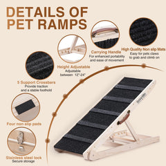 SweetBin dog ramp side view wooden, sturdy construction supports up to 200 pounds.