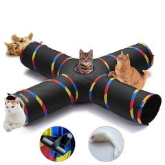 SweetBin four-way cat tunnel unfolded for spacious indoor play sessions.