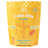 sweetshop Pawstry Shop dog cake mix box front view highlights peanut butter banana flavor for dog birthdays.