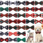 Sweetude 30 styles plaid dog bows on collar for festive looks