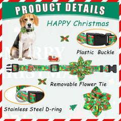 Sweetude Christmas dog collar Christmas tree pattern enhances playful holiday style.
