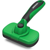 Swihauk self cleaning slicker brush closeup highlighting skin-friendly bristles for gentle grooming.
