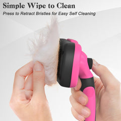 Swihauk brush with ergonomic lightweight handle eases extended grooming sessions.
