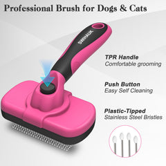 Swihauk brush with soft rounded bristles offers gentle grooming and comfort.