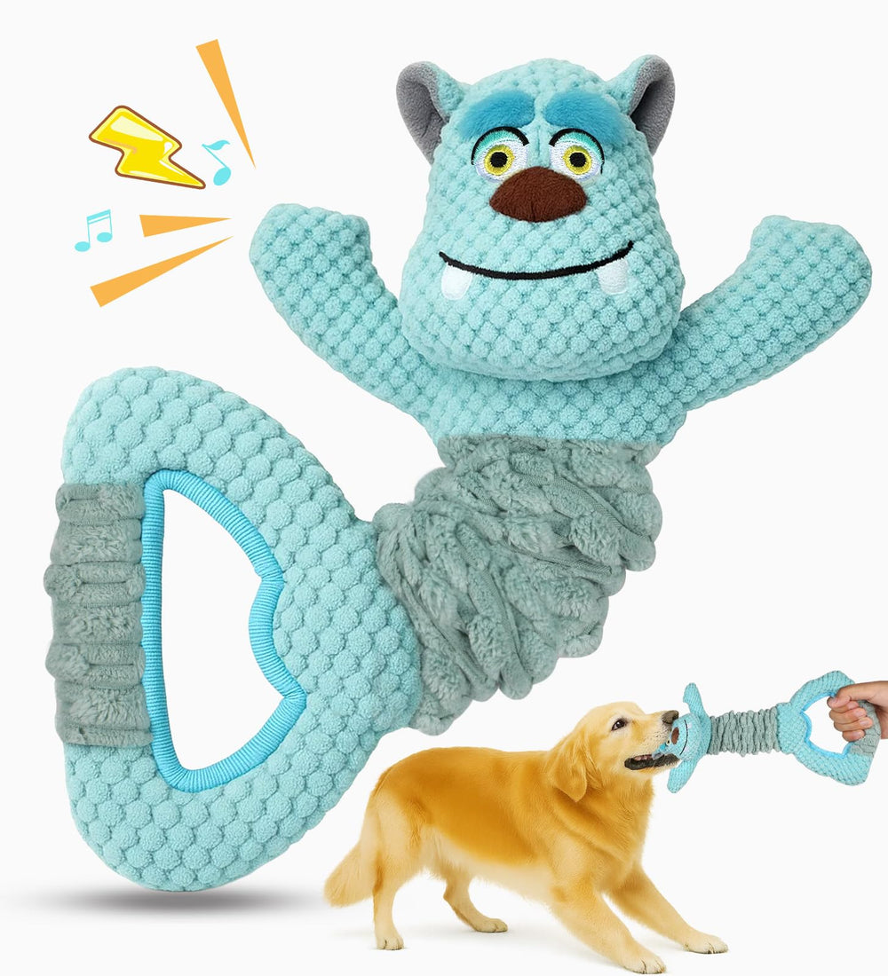 Swooflia Tug of War Toy plush monster squeaky for boosted interactive play.