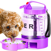 SwSun 77oz dog water bottle front view with hydration markers for on-the-go use.