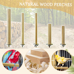 S&X Bird Perch close-up shows washers and wood for secure cage mounting.