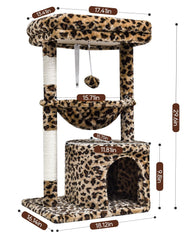 SYANDLVY leopard cat tree cat cave creates a warm hideaway for naps.