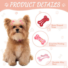 Syhood bone-shaped clips with varied patterns for festive pet outfits and photoshoots