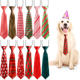 Syhood Christmas dog tie with tree pattern, vibrant festive look for holiday photos.